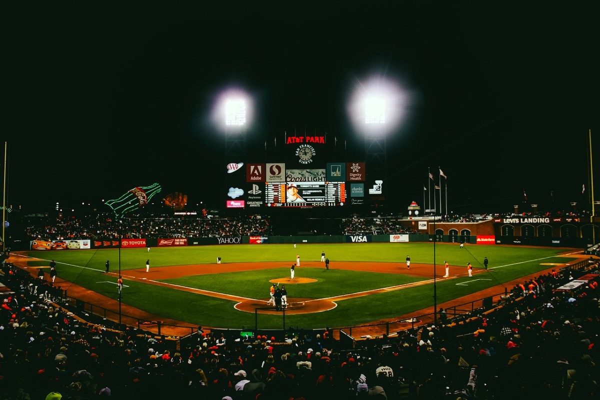 image at night of san francisco giants stadium for story the game by author jenisecook.com