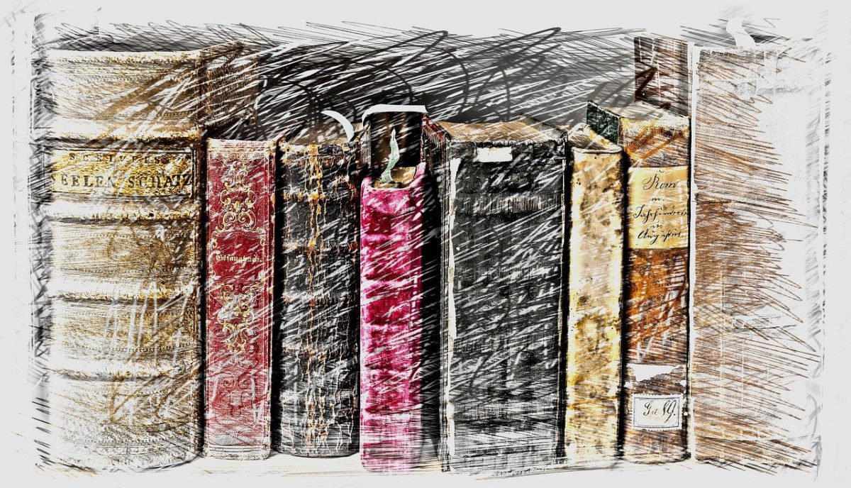 image of books in book shelf